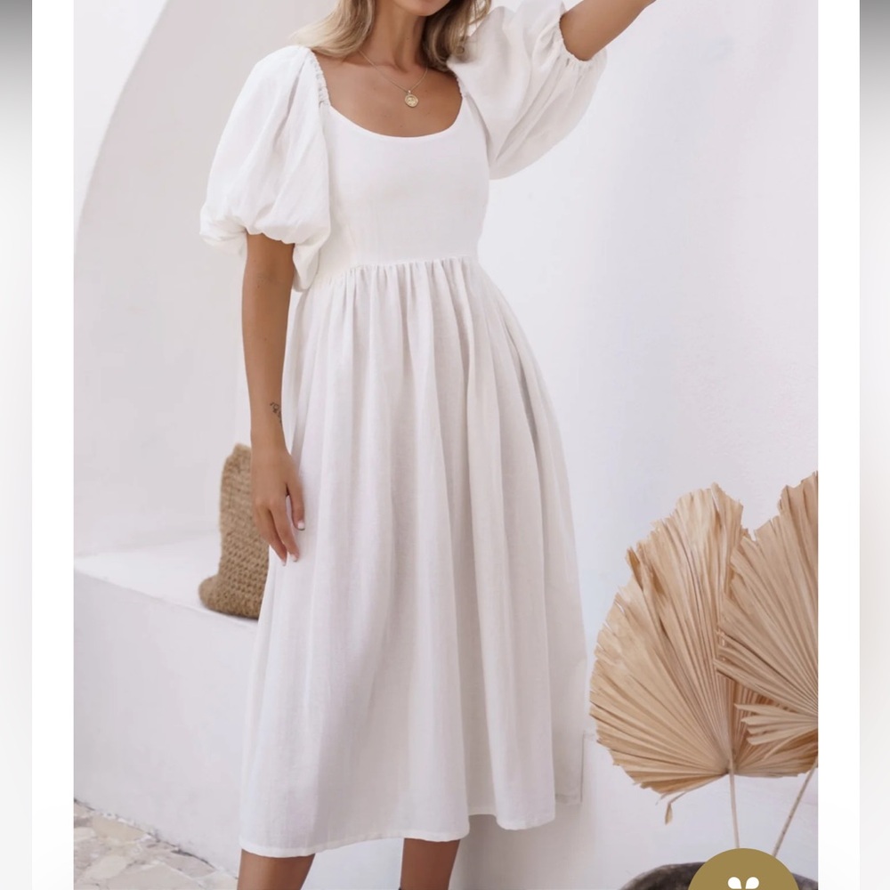 Elf Cherie Puff Sleeve Midi Dress